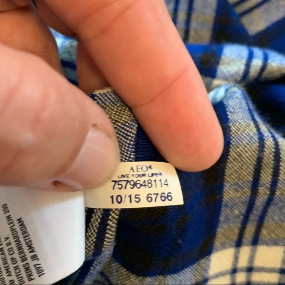 American Eagle Shirt Boyfriend Fit plaid flannel popover top size small - Picture 6 of 7